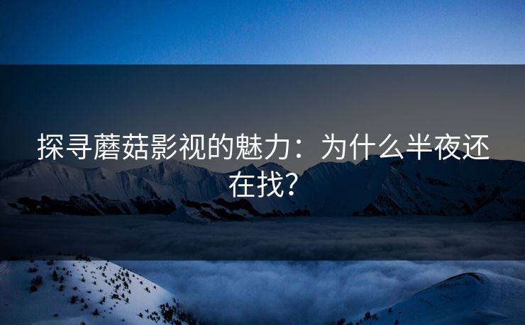 探寻蘑菇影视的魅力：为什么半夜还在找？