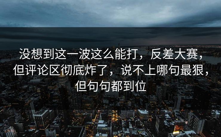 没想到这一波这么能打，反差大赛，但评论区彻底炸了，说不上哪句最狠，但句句都到位