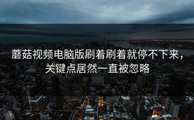 蘑菇视频电脑版刷着刷着就停不下来，关键点居然一直被忽略