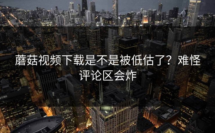 蘑菇视频下载是不是被低估了？难怪评论区会炸