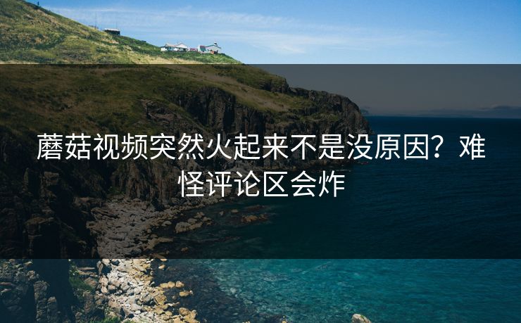 蘑菇视频突然火起来不是没原因?难怪评论区会炸 蘑菇视频突然火起来不是没原因?难怪评论区会炸