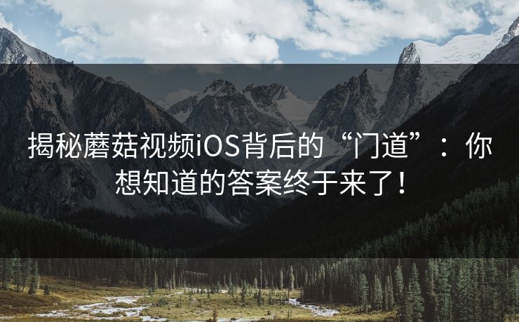 揭秘蘑菇视频iOS背后的“门道”:你想知道的答案终于来了! 揭秘蘑菇视频iOS背后的“门道”:你想知道的答案终于来了!